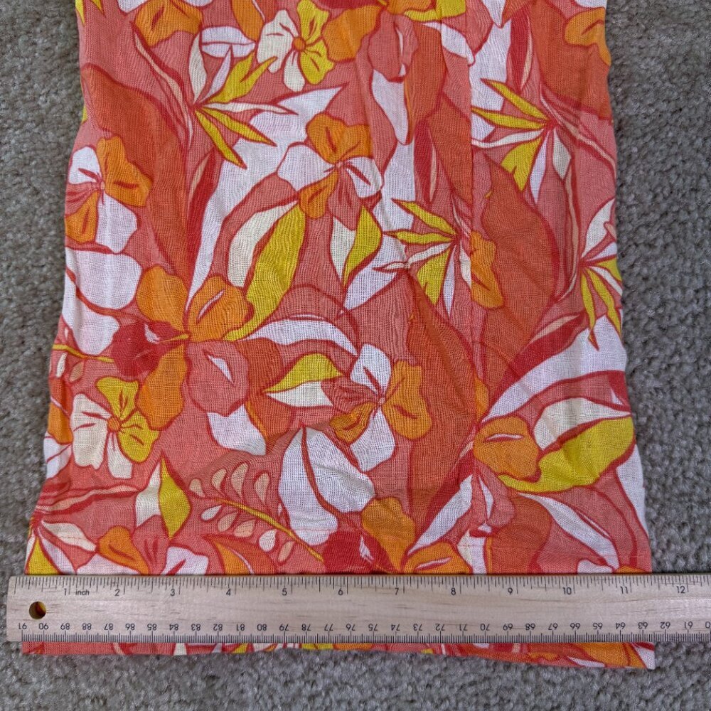 C&C California Linen Blend Sz L Wide Leg Cropped Colorful Floral Boho Pants E554 - Picture 10 of 11